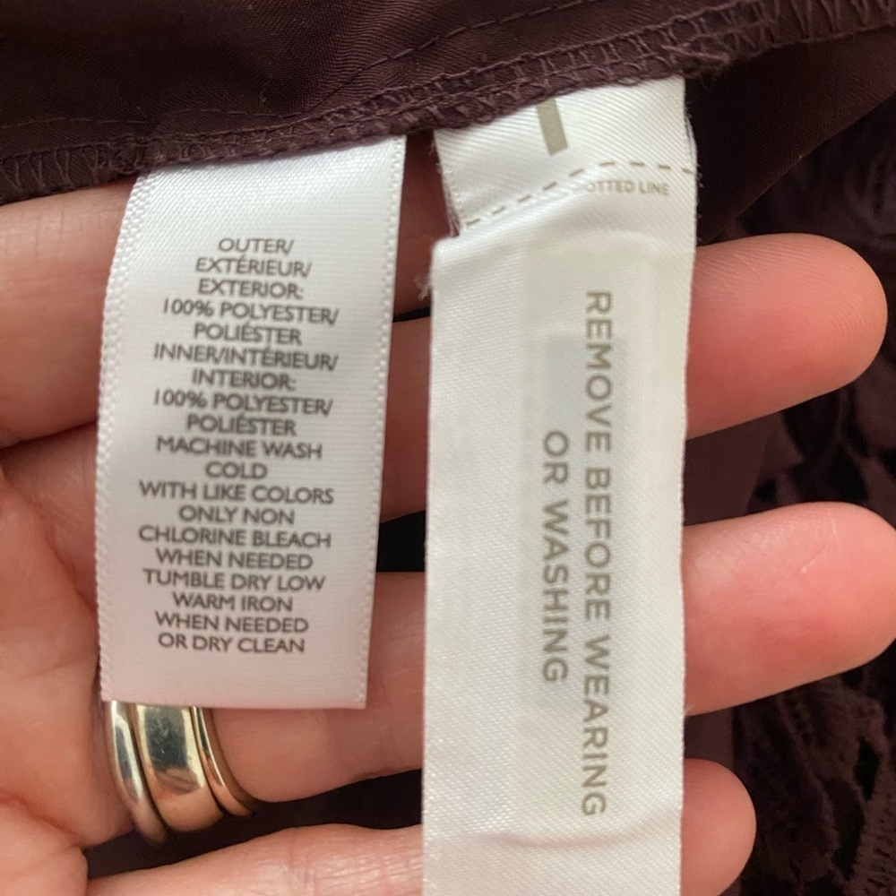 LOFT Women's Sz 2 Wine Burgundy Lace Shift Dress Cocktail Party 3/4 Sleeve - Picture 6 of 9